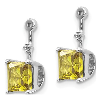 14K White Gold Peridot & Diamond Square Earring Jackets – view 3