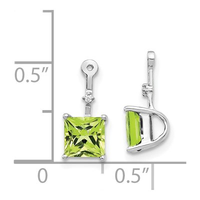 14K White Gold Peridot & Diamond Square Earring Jackets – view 4