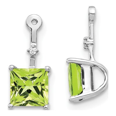 14K White Gold Peridot & Diamond Square Earring Jackets