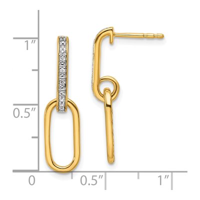 14K Yellow Gold 1/20 ct tw Diamond Paperclip Dangle Earrings – view 3