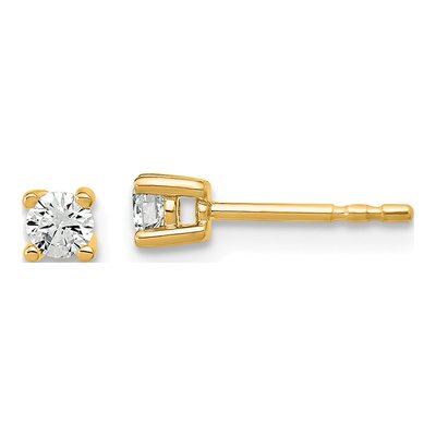 14K Yellow Gold 1/5 ct tw 3mm Round Lab-Grown Diamond Stud Earrings