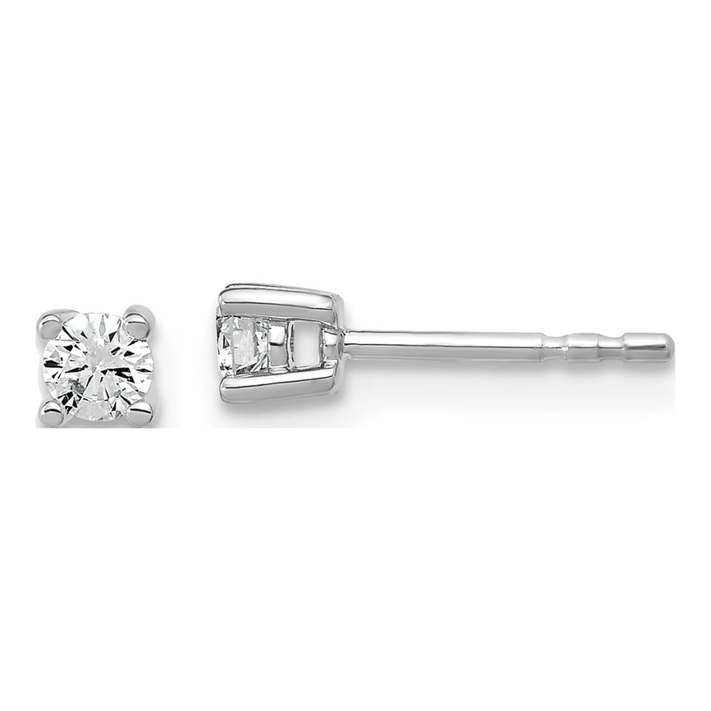 14K White Gold Rhodium-Plated 1/5 Carat Lab Grown Diamond Vs+ F+ Round Complete Four Prong Heavyweight Stud Earrings