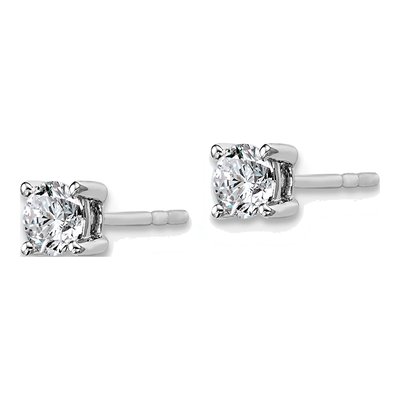 10K White Gold 1/2 ct tw 3.9mm Round Diamond Natural Stud Earrings – view 3