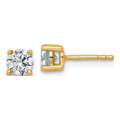 14K Yellow Gold 3/4 ct tw 4.5mm Round Lab-Grown Diamond Stud Earrings