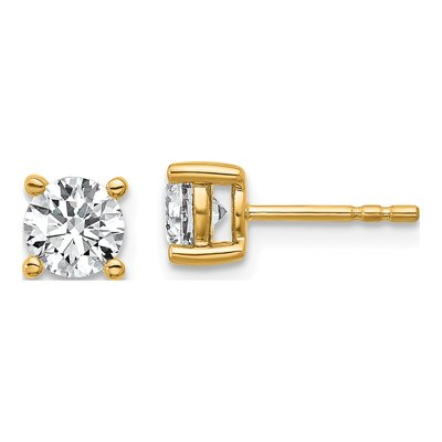 14K Yellow Gold 1 ct tw 5mm Round Lab-Grown Diamond Stud Earrings
