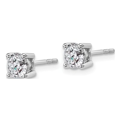 14K White Gold 1 ct tw 5mm Round Lab-Grown Diamond Stud Earrings – view 3