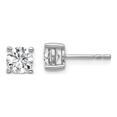14K White Gold 1 ct tw 5mm Round Lab-Grown Diamond Stud Earrings