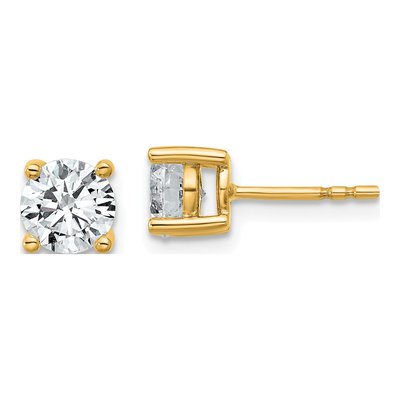14K Yellow Gold 1 1/2 ct tw 5.8mm Round Lab-Grown Diamond Stud Earrings