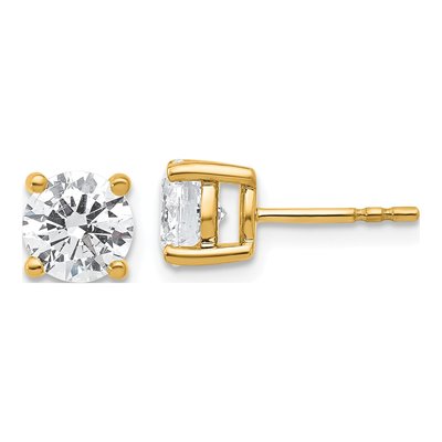 14K Yellow Gold 2 ct tw 6.5mm Round Lab-Grown Diamond Stud Earrings