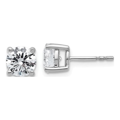 14K White Gold 2 ct tw 6.5mm Round Lab-Grown Diamond Stud Earrings