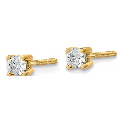 14K Yellow Gold 1/5 ct tw 3mm Round Lab-Grown Diamond Stud Earrings – view 3
