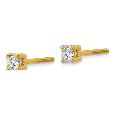 14K Yellow Gold 1/4 ct tw 3.2mm Round Lab-Grown Diamond Stud Earrings – view 4
