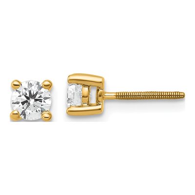 14K Yellow Gold 1/2 ct tw 4mm Round Lab-Grown Diamond Stud Earrings