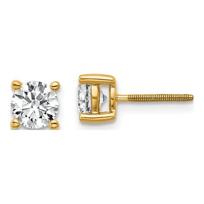 14K Yellow Gold 1 ct tw 5mm Round Lab-Grown Diamond Stud Earrings