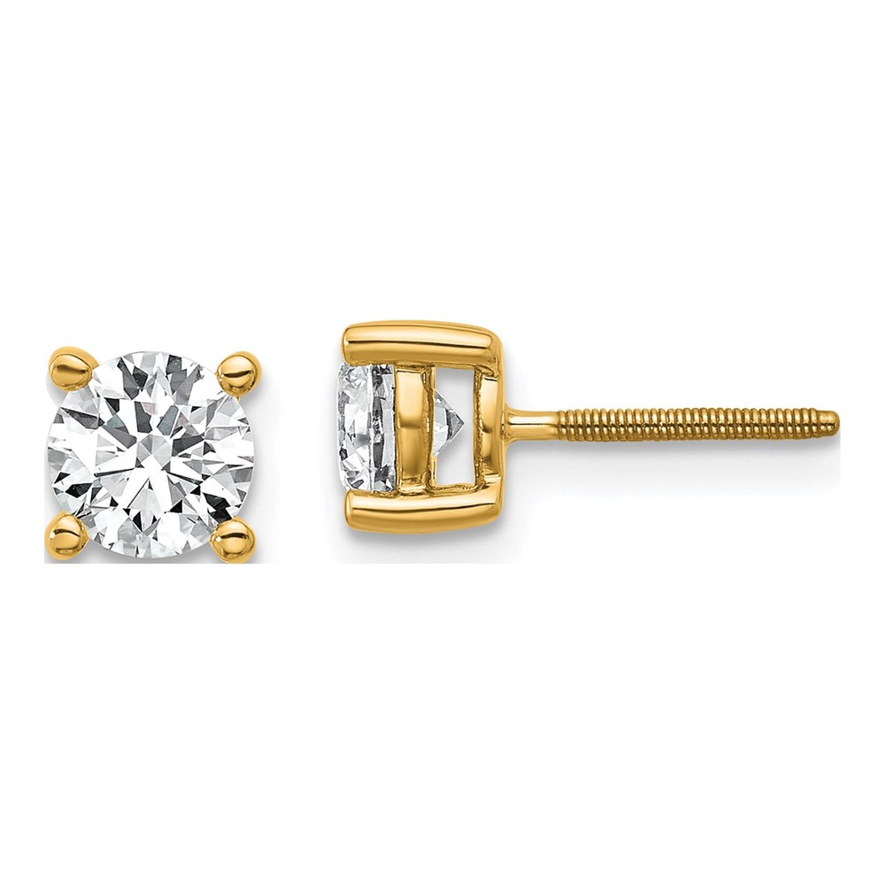 14K Yellow Gold 1 ct tw 5mm Round Lab-Grown Diamond Stud Earrings