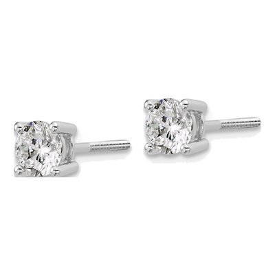 14K White Gold 1 ct tw 5mm Round Lab-Grown Diamond Stud Earrings – view 3