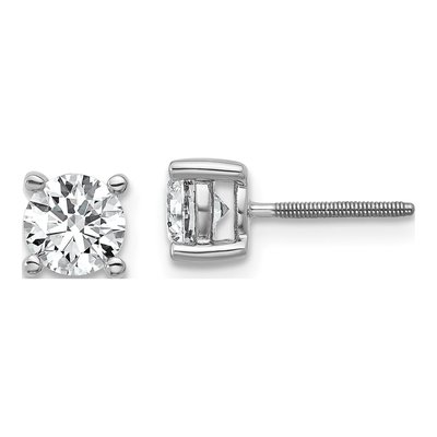 14K White Gold 1 ct tw 5mm Round Lab-Grown Diamond Stud Earrings
