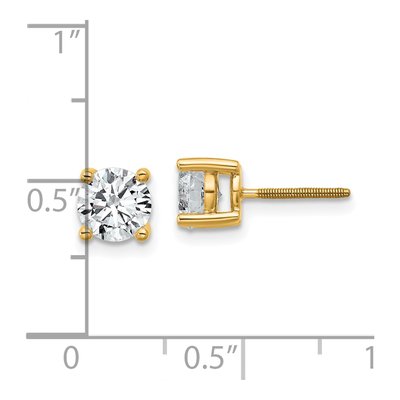 14K Yellow Gold 1 1/2 ct tw 5.8mm Round Lab-Grown Diamond Screwback Stud Earrings – view 6