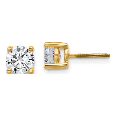 14K Yellow Gold 1 1/2 ct tw 5.8mm Round Lab-Grown Diamond Stud Earrings