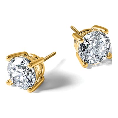 14K Yellow Gold 2 ct tw 6.5mm Round Lab-Grown Diamond Screwback Stud Earrings – view 8