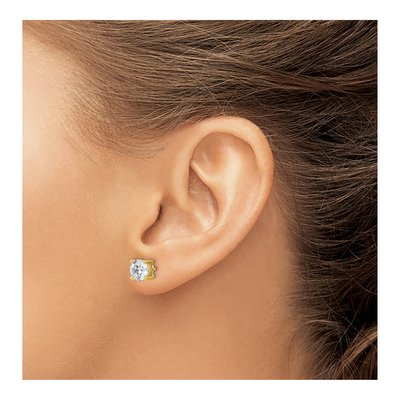 14K Yellow Gold 2 ct tw 6.5mm Round Lab-Grown Diamond Screwback Stud Earrings – view 5