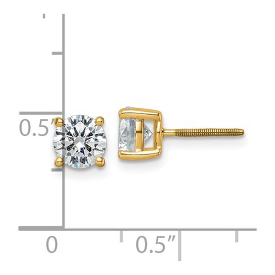 14K Yellow Gold 2 ct tw 6.5mm Round Lab-Grown Diamond Screwback Stud Earrings – view 7
