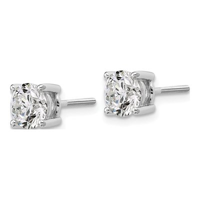 14K White Gold 2 ct tw 6.5mm Round Lab-Grown Diamond Screwback Stud Earrings – view 3
