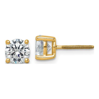 14K Yellow Gold 2 ct tw 6.5mm Round Lab-Grown Diamond Stud Earrings