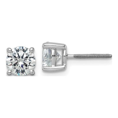 14K White Gold 2 ct tw 6.5mm Round Lab-Grown Diamond Stud Earrings