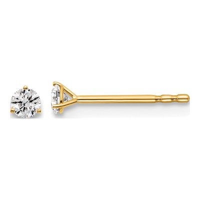14K Yellow Gold 1/10 ct tw 2.4mm Round Lab-Grown Diamond Stud Earrings