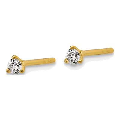 14K Yellow Gold 1/10 ct tw 2.4mm Round Lab-Grown Diamond Stud Earrings – view 4