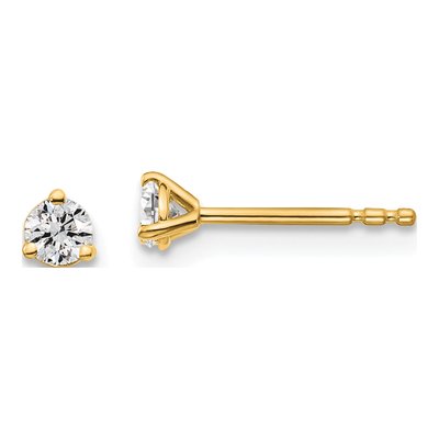 14K Yellow Gold 1/5 ct tw 3mm Round Lab-Grown Diamond Stud Earrings