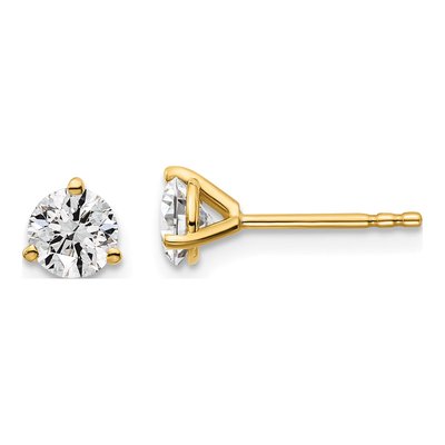 14K Yellow Gold 7/8 ct tw Round Lab-Grown Diamond Stud Earrings