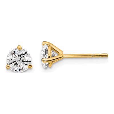 14K Yellow Gold 1 ct tw 5mm Round Lab-Grown Diamond Stud Earrings
