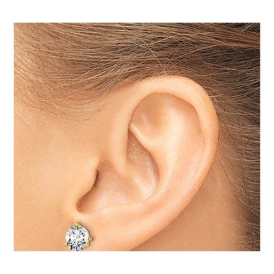 14K Yellow Gold 1 3/8 ct tw Lab-Grown Diamond Round Prong Heavy Wt Stud Earrings – view 4