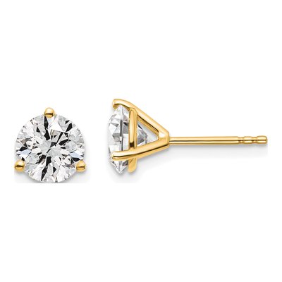 14K Yellow Gold 1 3/8 ct tw Lab-Grown Diamond Round Prong Heavy Wt Stud Earrings