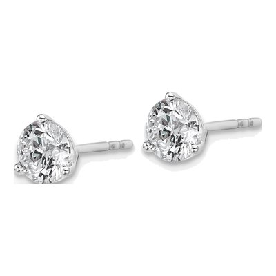 14K White Gold 1 3/8 ct tw Lab-Grown Diamond Round Prong Heavy Wt Stud Earrings – view 3