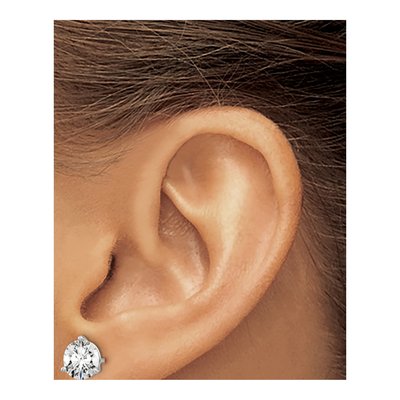 14K White Gold 1 3/8 ct tw Lab-Grown Diamond Round Prong Heavy Wt Stud Earrings – view 5