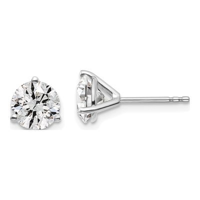 14K White Gold 1 3/8 ct tw Lab-Grown Diamond Round Prong Heavy Wt Stud Earrings