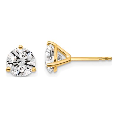 14K Yellow Gold 1 1/2 ct tw 5.8mm Round Lab-Grown Diamond Stud Earrings