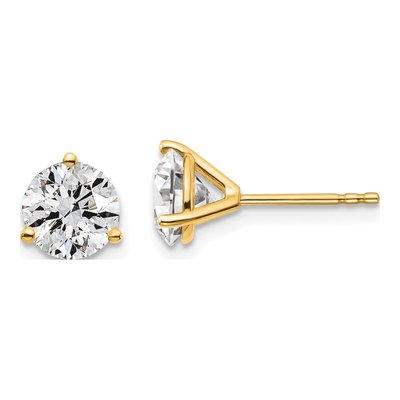 14K Yellow Gold 2 ct tw 6.5mm Round Lab-Grown Diamond Stud Earrings