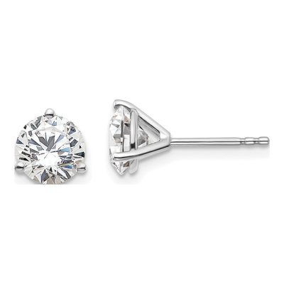 14K White Gold 2 ct tw 6.5mm Round Lab-Grown Diamond Stud Earrings