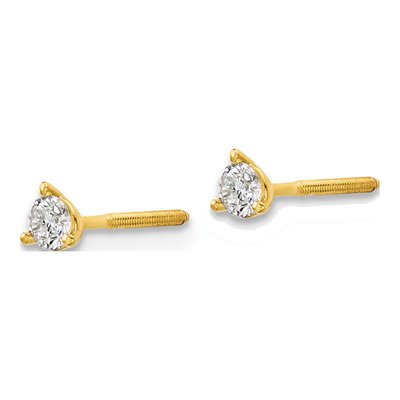 14K Yellow Gold 1/5 ct tw 3mm Round Lab-Grown Diamond Stud Earrings – view 3