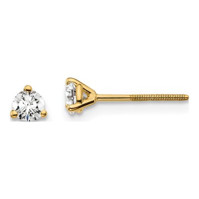 14K Yellow Gold 1/4 ct tw 3.2mm Round Lab-Grown Diamond Stud Earrings