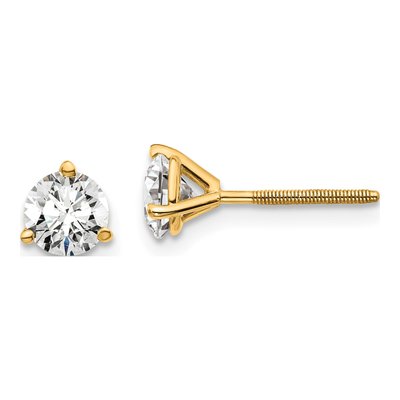 14K Yellow Gold 1 ct tw 5mm Round Lab-Grown Diamond Stud Earrings