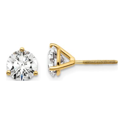 14K Yellow Gold 1 1/2 ct tw 5.8mm Round Lab-Grown Diamond Stud Earrings