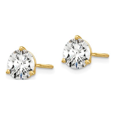 14K Yellow Gold 2 ct tw 6.5mm Round Lab-Grown Diamond Screwback Stud Earrings – view 3