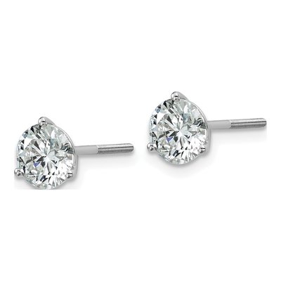 14K White Gold 2 ct tw 6.5mm Round Lab-Grown Diamond Screwback Stud Earrings – view 3