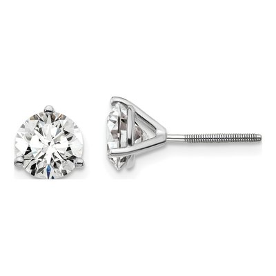 14K White Gold 2 ct tw 6.5mm Round Lab-Grown Diamond Screwback Stud Earrings