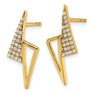 14K Yellow Gold 1/5 ct tw Round Diamond Triangle Stud Earrings – view 2